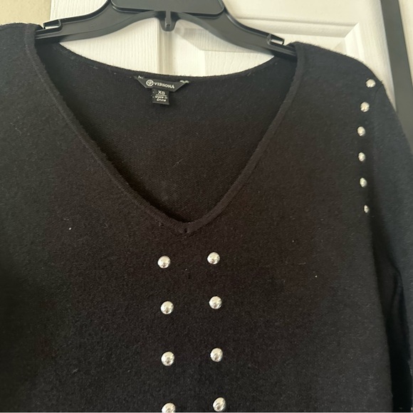 VERSONA Sweater dress XS Black V Neck Long sleeve very soft w/o ribbing NWOT - Picture 4 of 13